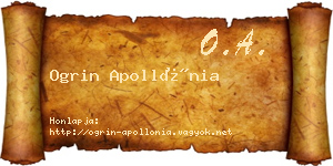 Ogrin Apollónia névjegykártya